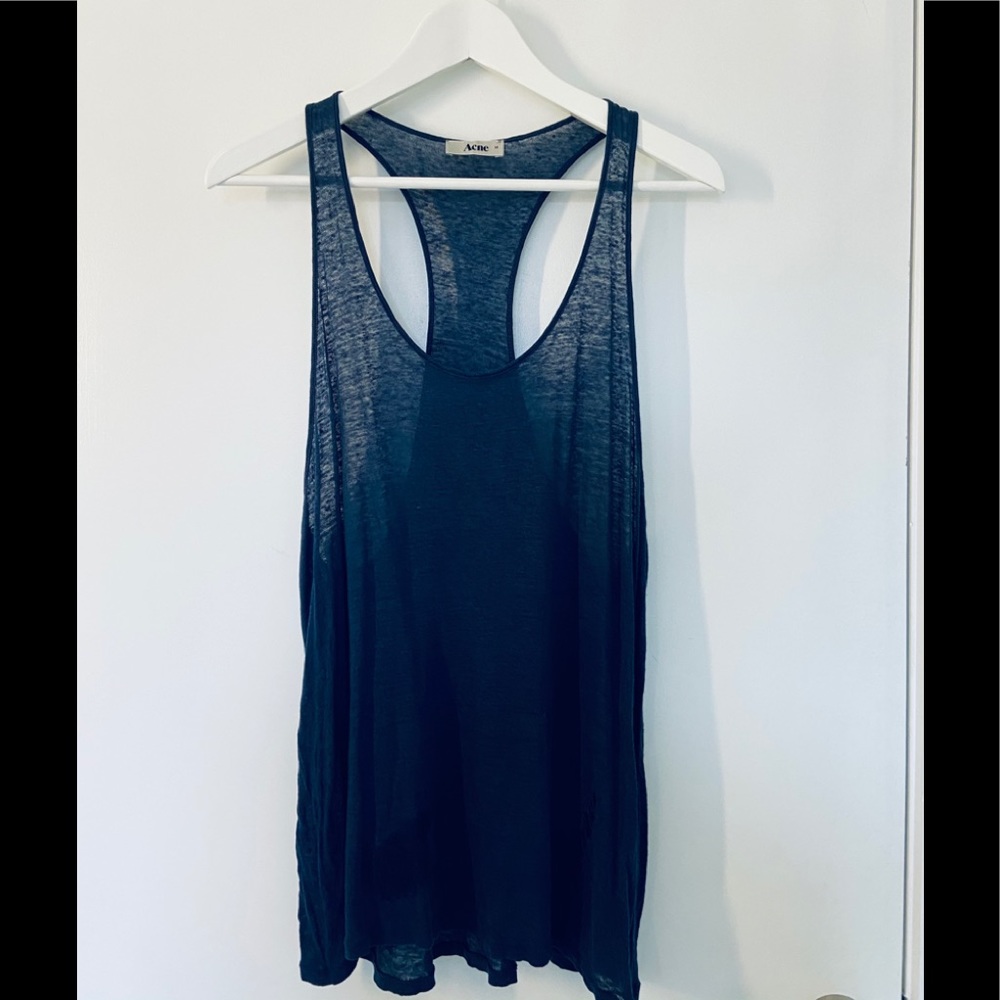 Acne Racer Gauze Tank Navy